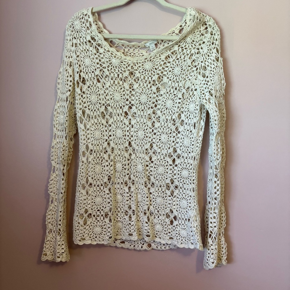 Apt. 9 Cream Crochet Sweater